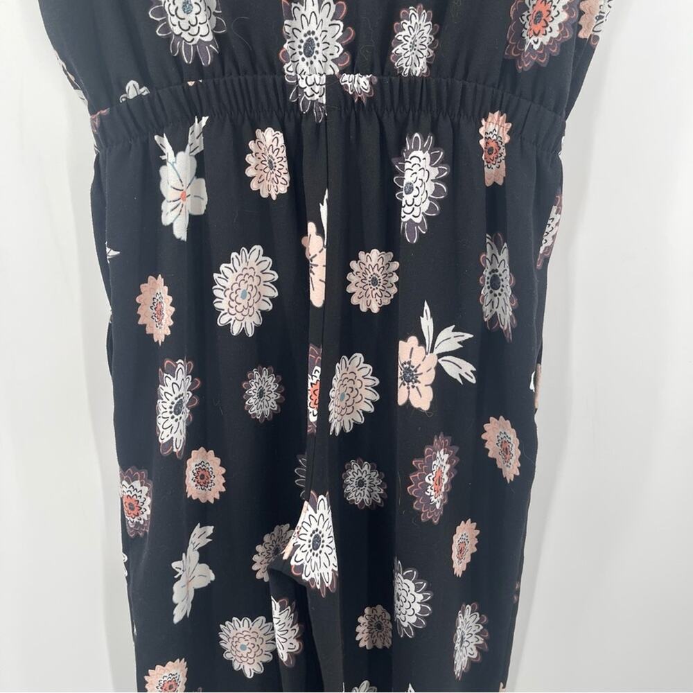 ANN TAYLOR LOFT Outlet Jumpsuit Size Extra Small Black Bloom Floral Office Work - Picture 10 of 12